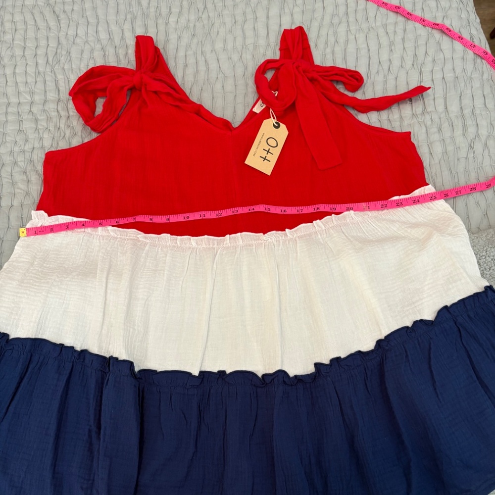 Ott Red White & Blue Gauze Top 3X - Picture 7 of 8